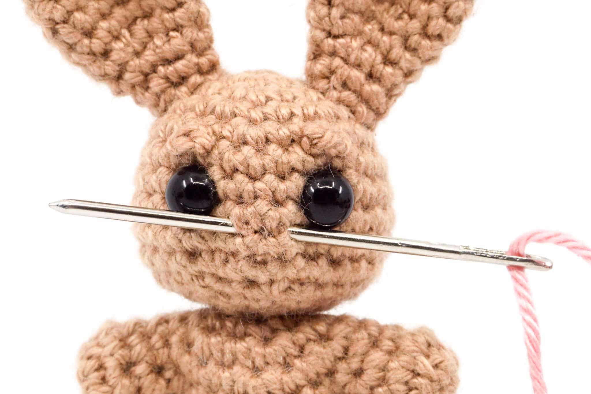 how to embroider a nose on a stuffed rabbit
